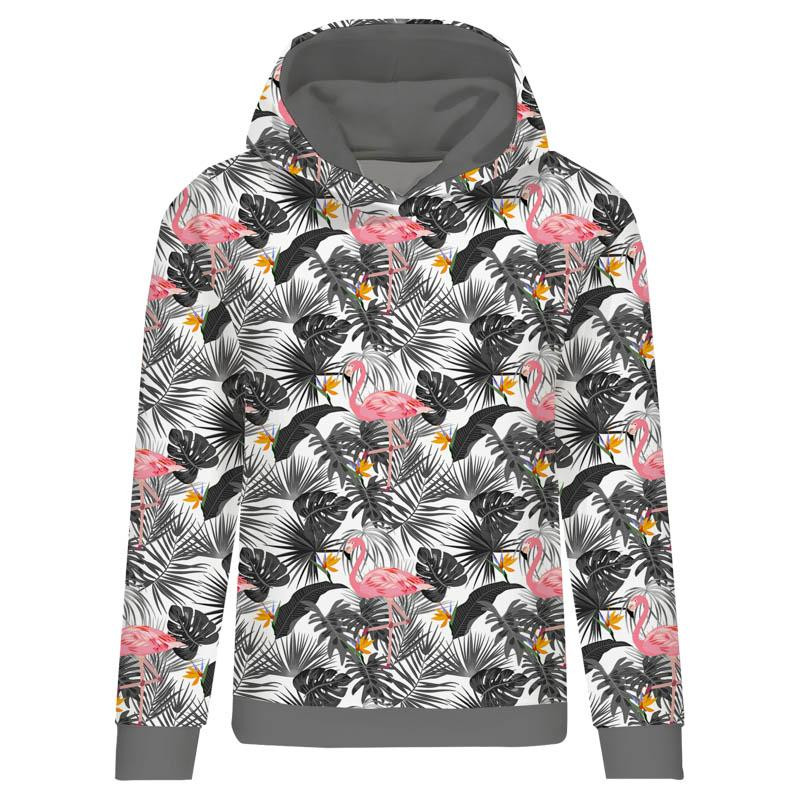 CLASSIC DAMEN HOODIE (POLA) - FLAMINGOS MIT BLÄTTER - Sommersweat