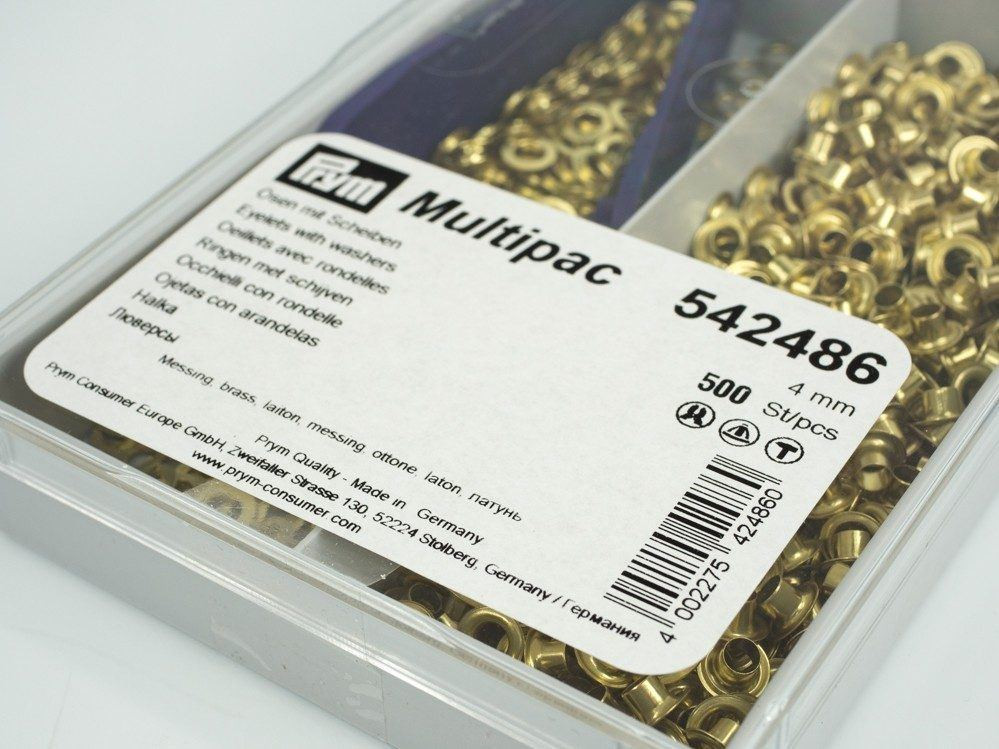 Nähfreie Ösen mit Scheiben 4 mm gold 