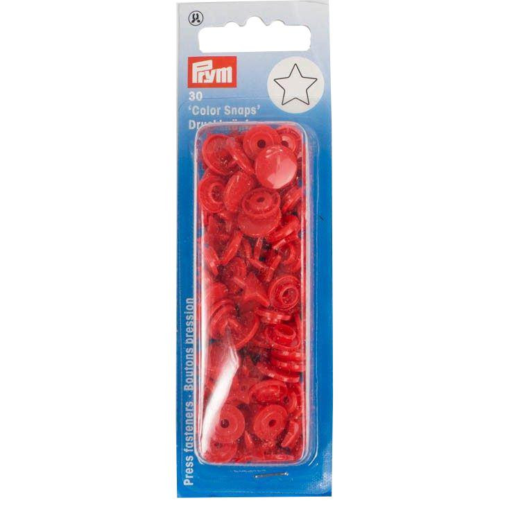 DRUCKKNÖPFE 12,4 mm PRYM Love  -  30 Stück -  Stern Rot