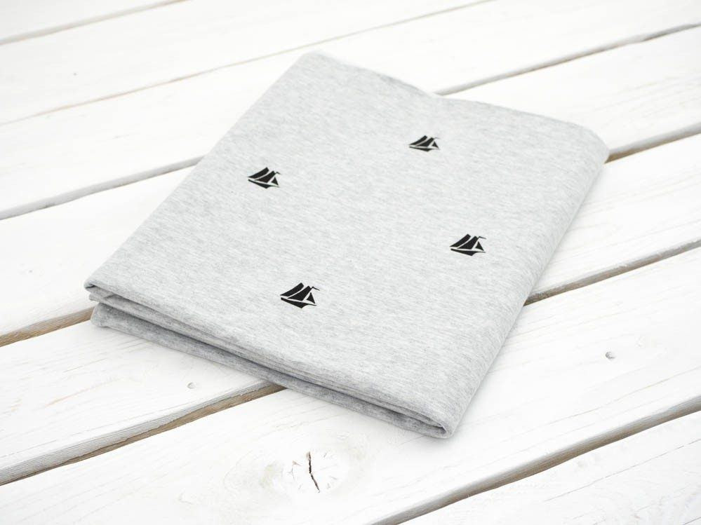 50cm SEGELSCHIFFE (MINIMAL) / M-01 melange hellgrau - Sommersweat SP250