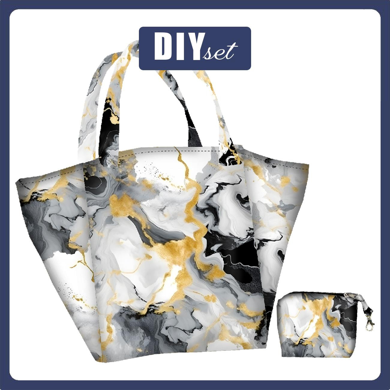 XL Tasche mit Utensilientasche 2 in 1 - ALCOHOL INK M. 3 - Nähset