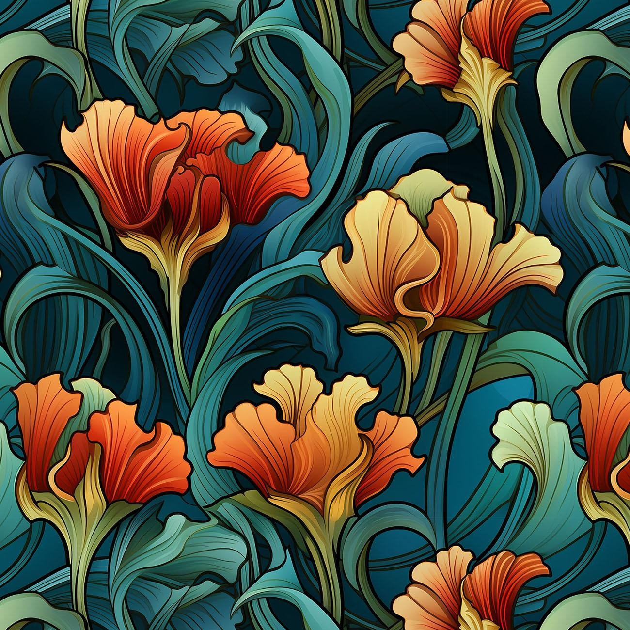 AUTUMN FLOWERS WZ.14- Slub Weave