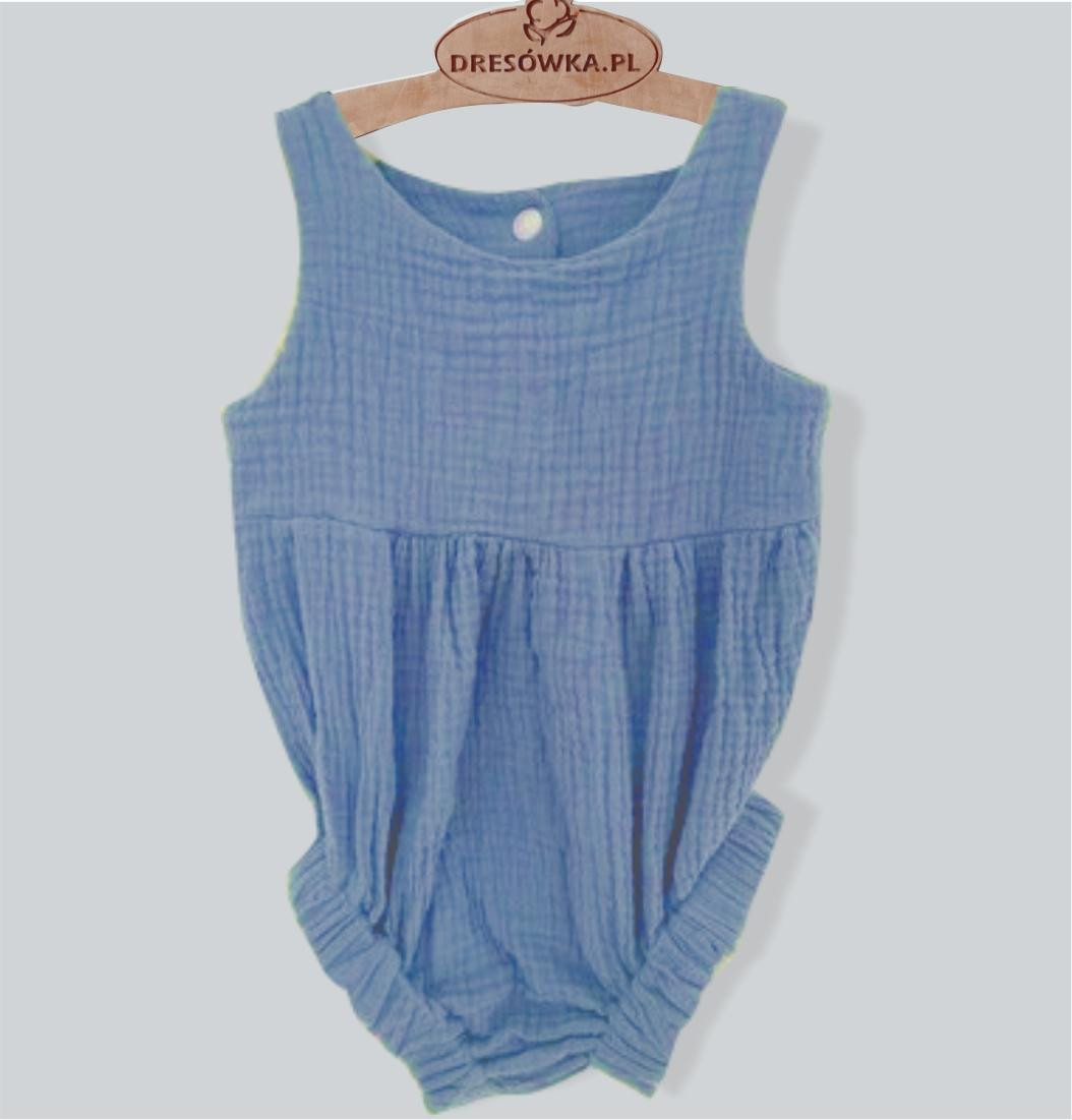 Baumwoll Musselin Double Gauze - Gedämpftes blau/ BLUE