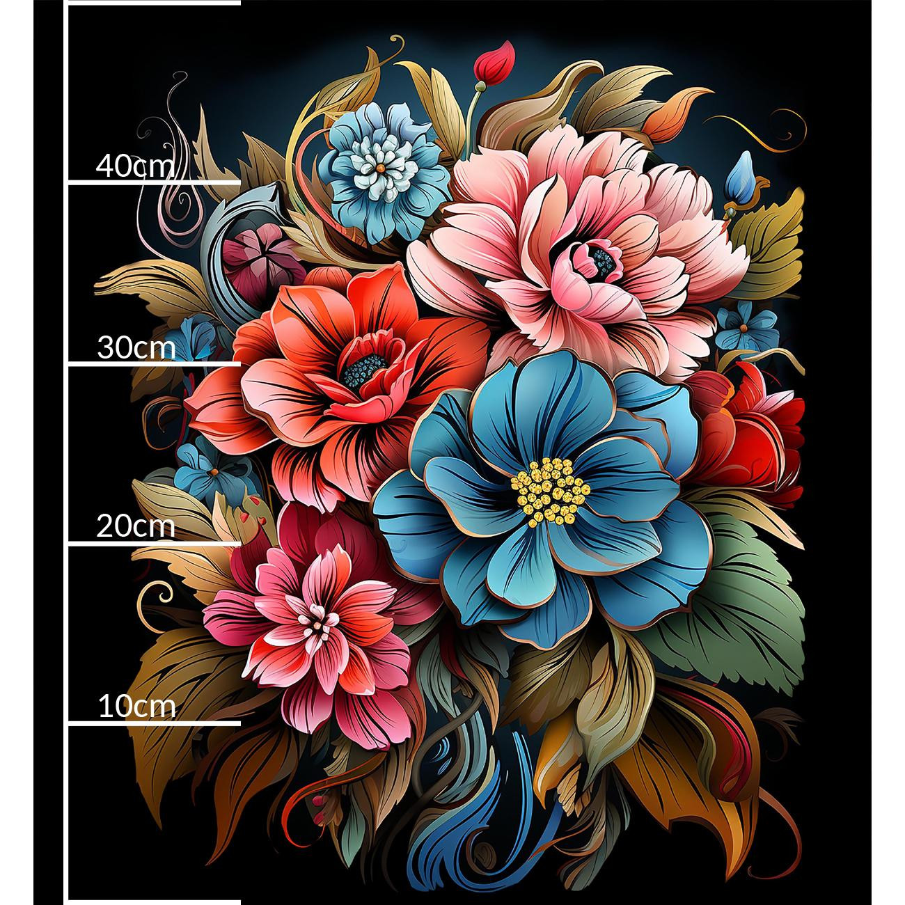 BOUQUET OF FLOWERS WZ.1 (46 cm x 50 cm) - dickes geprägtes Kunstleder