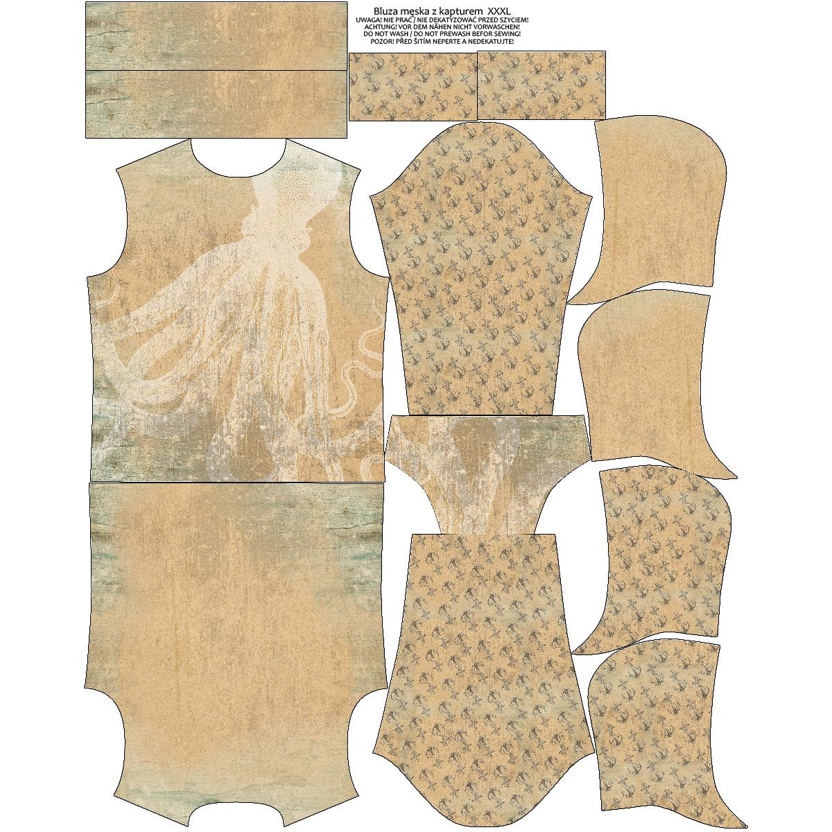 HERREN HOODIE (COLORADO) - SCHATTEN / OCTOPUS Ms. 2 (MEERESGRUND) - Nähset