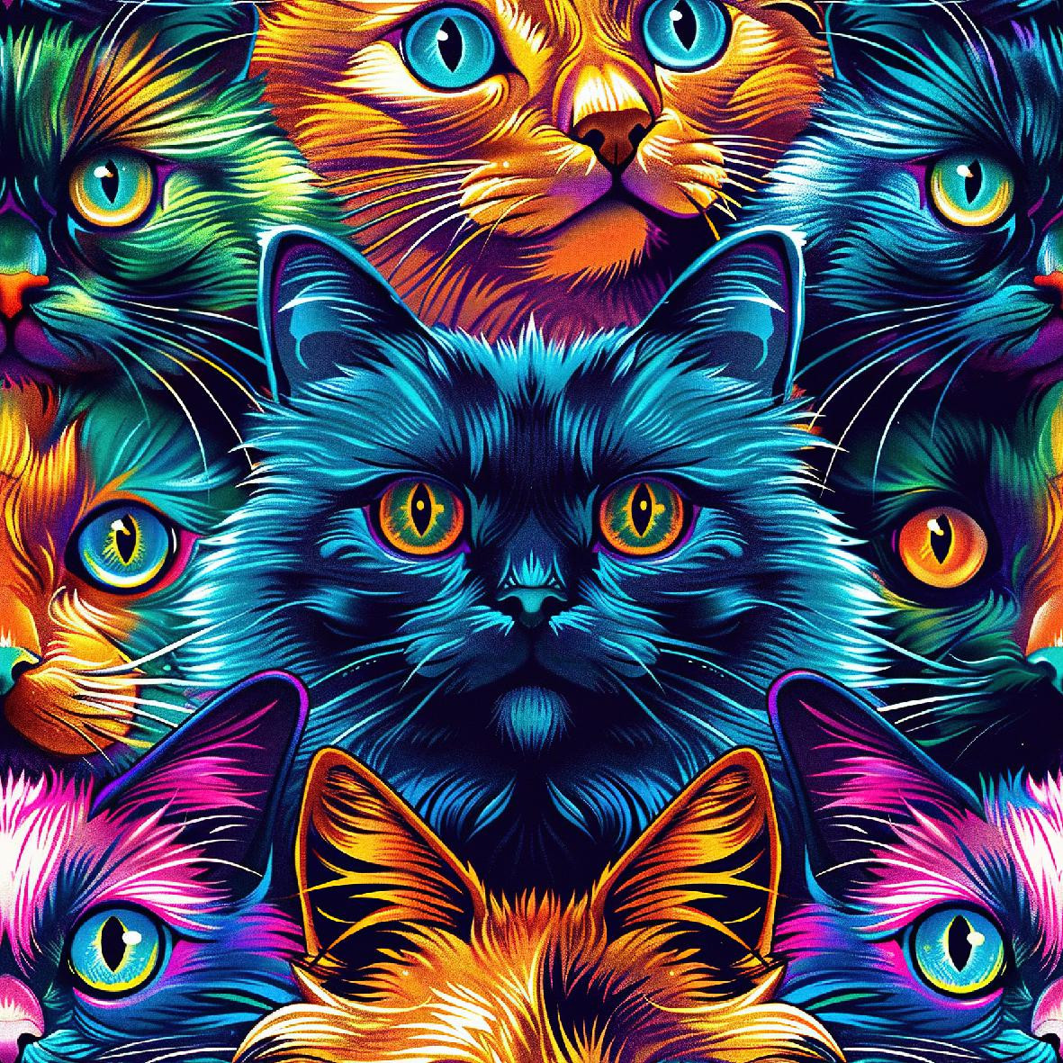 COLORFUL CATS  mini - Sommerswea tmit Elastan ITY