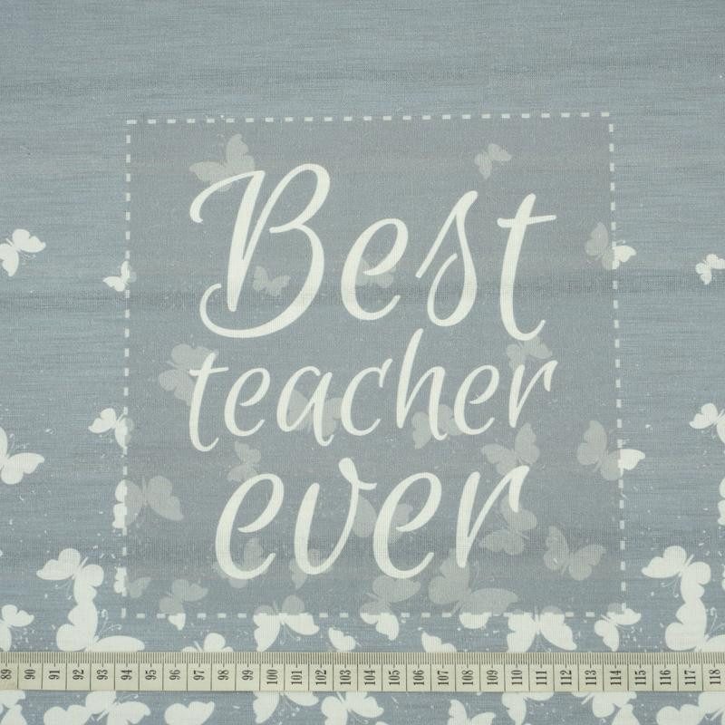 Best teacher ever / Schmetterlinge - Baumwoll Webware Panel