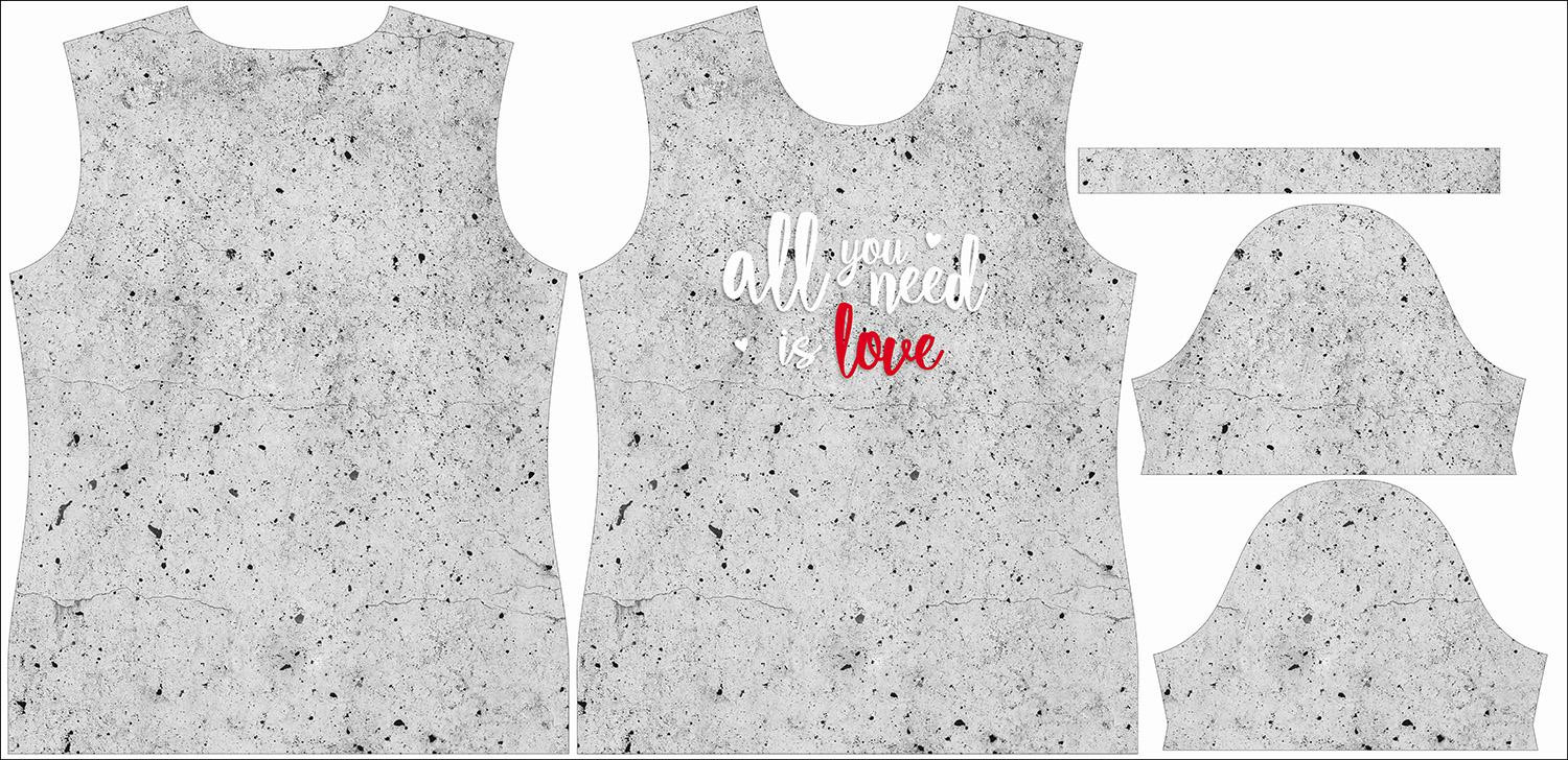 DAMEN T-SHIRT - ALL YOU NEED IS LOVE / beton - Single Jersey