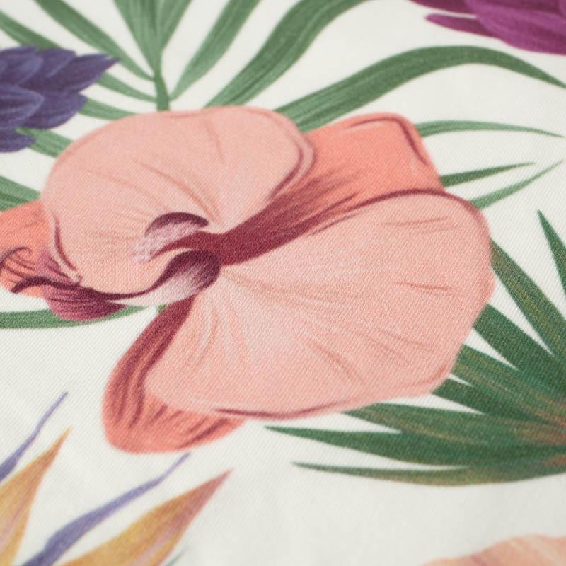 EXOTISCHE PFLANZEN / weiß - bio single jerset mit Elastan Sommersweat