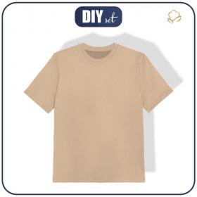 KINDER T-SHIRT (140/146) - HAZELNUT / beige - Single Jersey