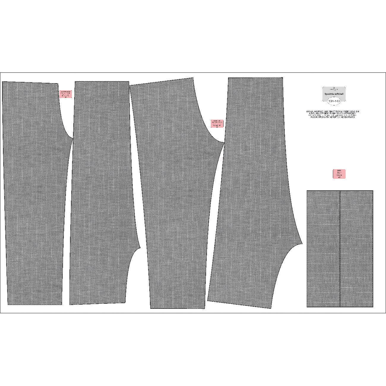 SOFTSHELL-HOSE (YETI) - FISCHGRATMUSTER / NACHT RUF / grau - Nähset