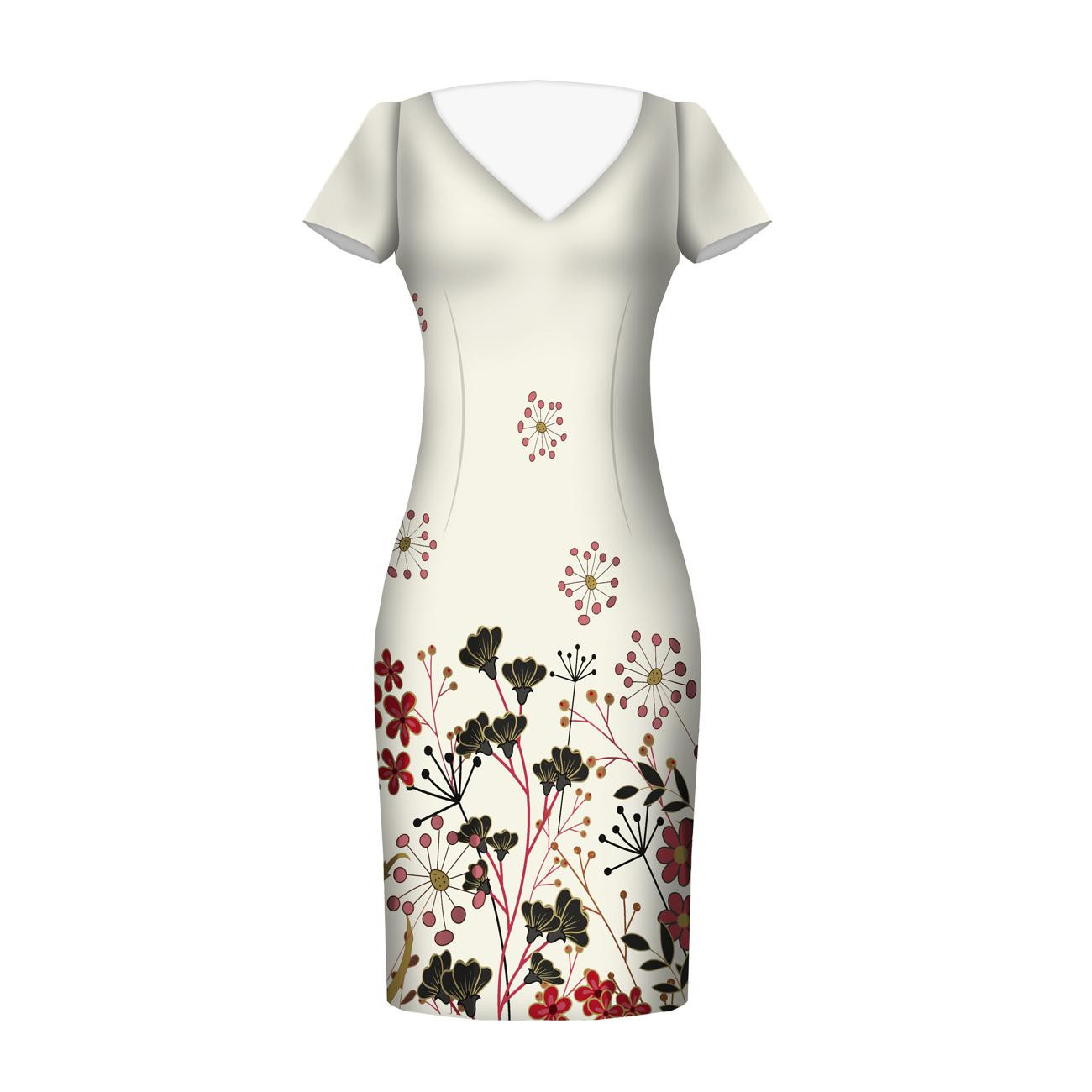 BLUMEN (Motiv 9) / ecru - Kleid-Panel