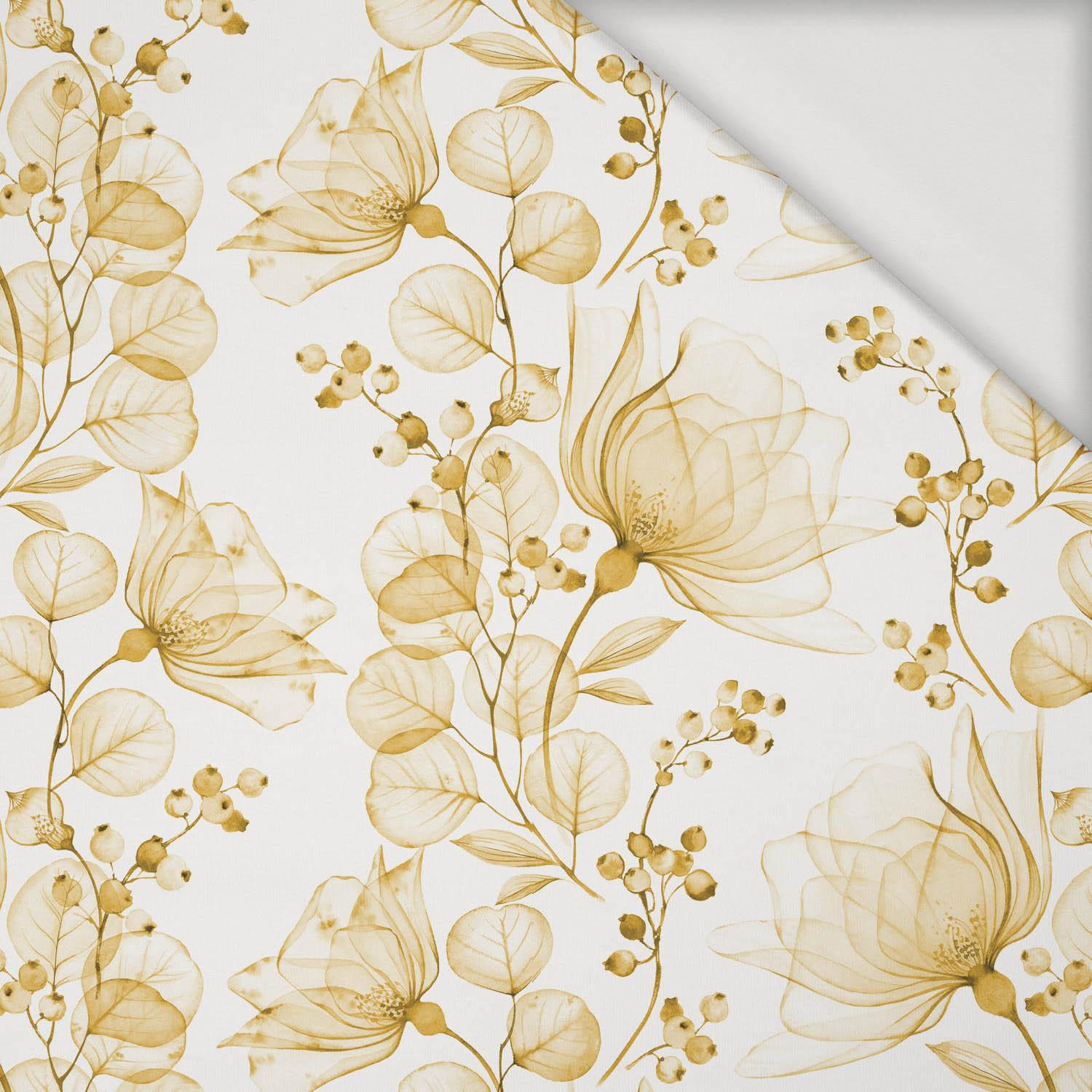 50cm BLUMEN Motiv 4 (gold) - Viskose Jersey