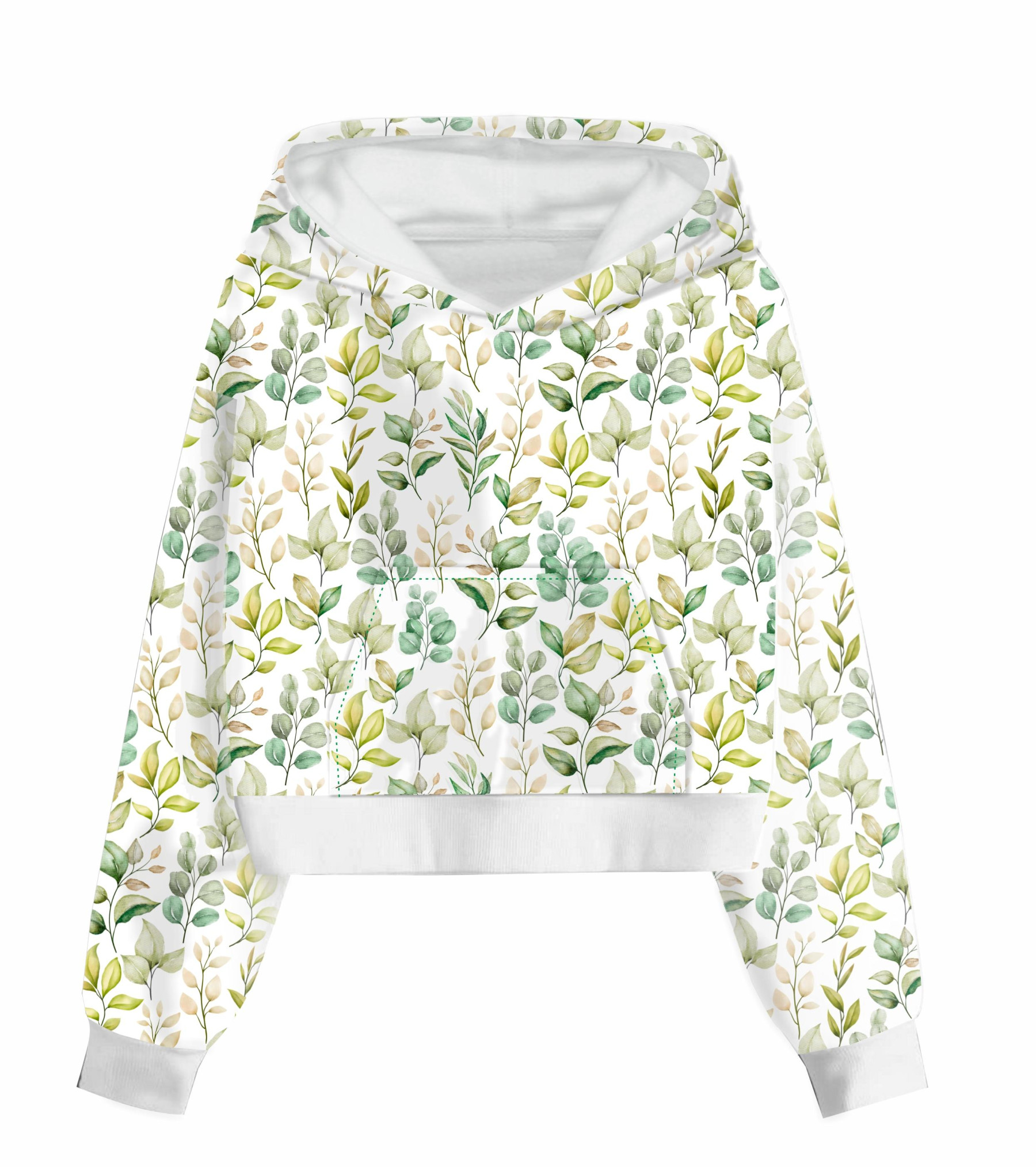 Cropped Hoodie (IDA) - BLÄTTER m. 4 - Nähset