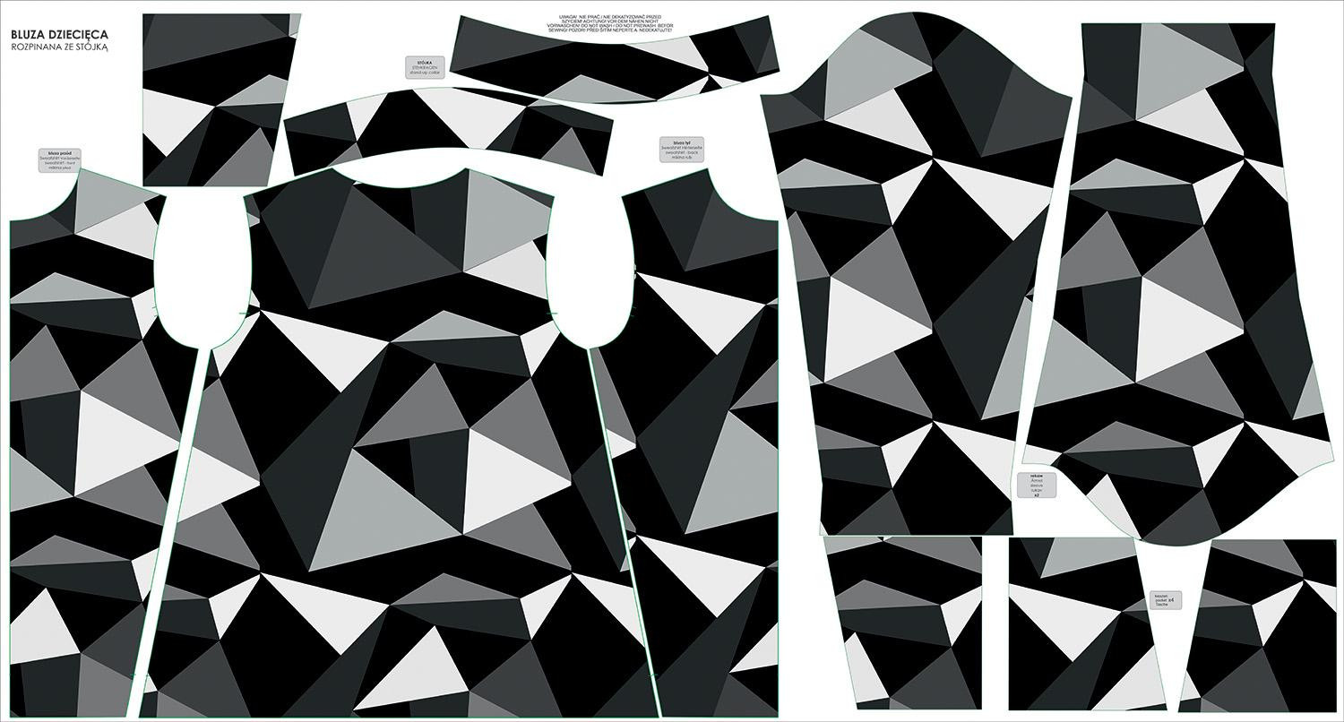 “MAX” KINDER TRAININGSJACKE - EIS MS. 2 / schwarz - weiß - Maschenware mit kurzem Flor