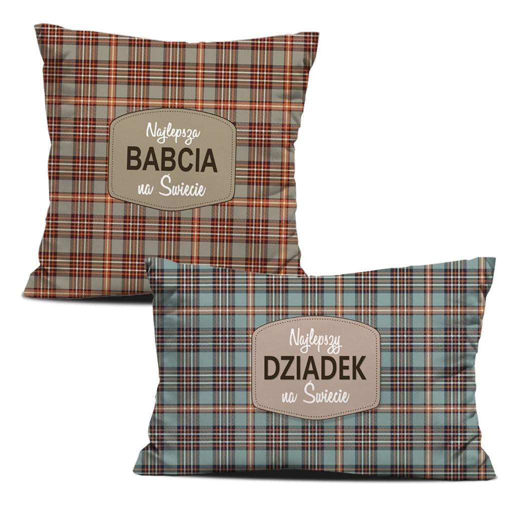 DEKO-KOPFKISSEN - Najlepsza Babcia / Najlepszy Dziadek na Świecie/ karo retro