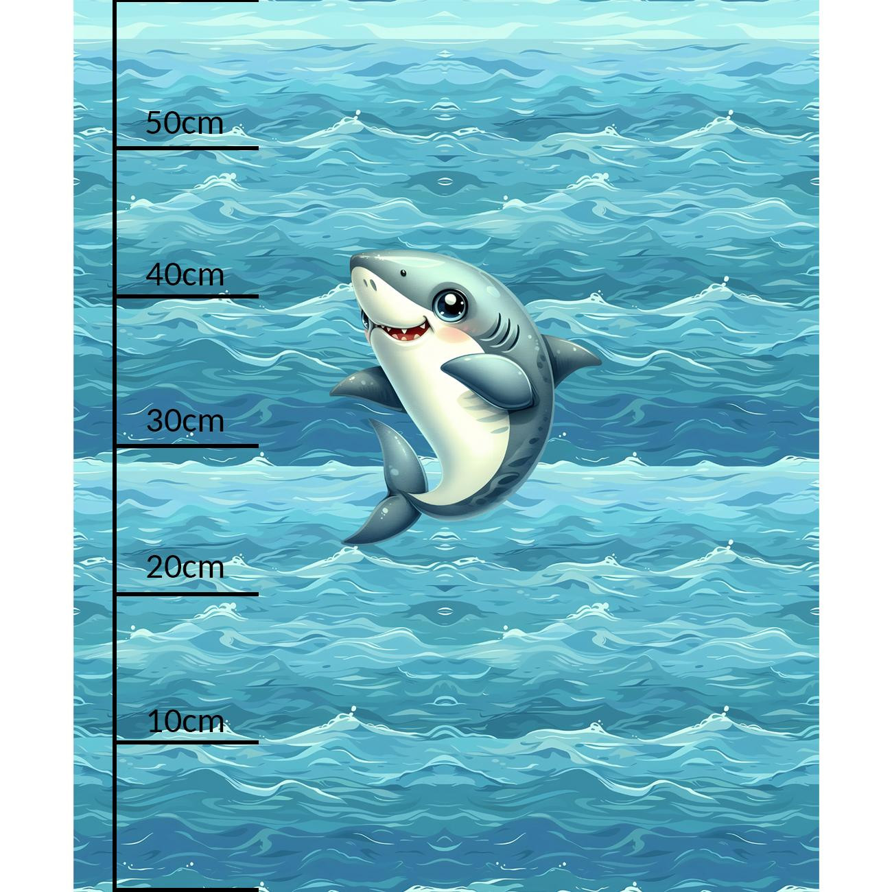 SHARK (SEA ANIMALS m. 1) - Paneel (60cm x 50cm)  Baumwoll Webware