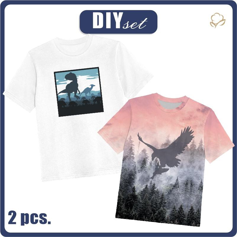 2-PACK - KINDER T-SHIRT - TYRANNOSAURUS UND ADLER - Nähset