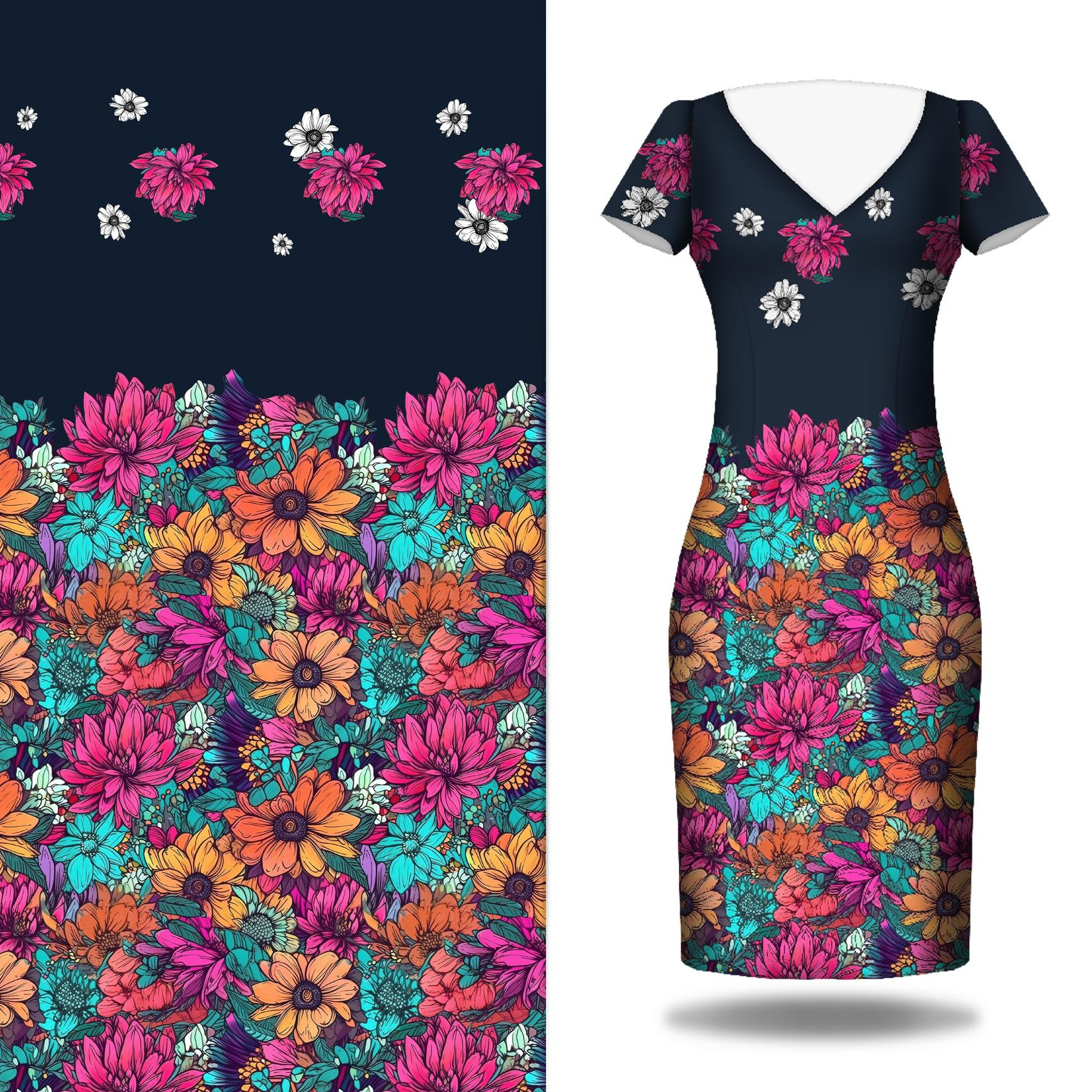 AQUARELL BLUMEN Ms. 7 - Kleid-Panel krepp