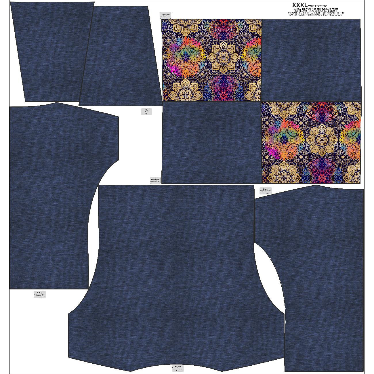 Sweatshirt mit Schalkragen und Fledermausärmel (FURIA) - MELANGE NAVY / MANDALA Ms. 2 - Nähset