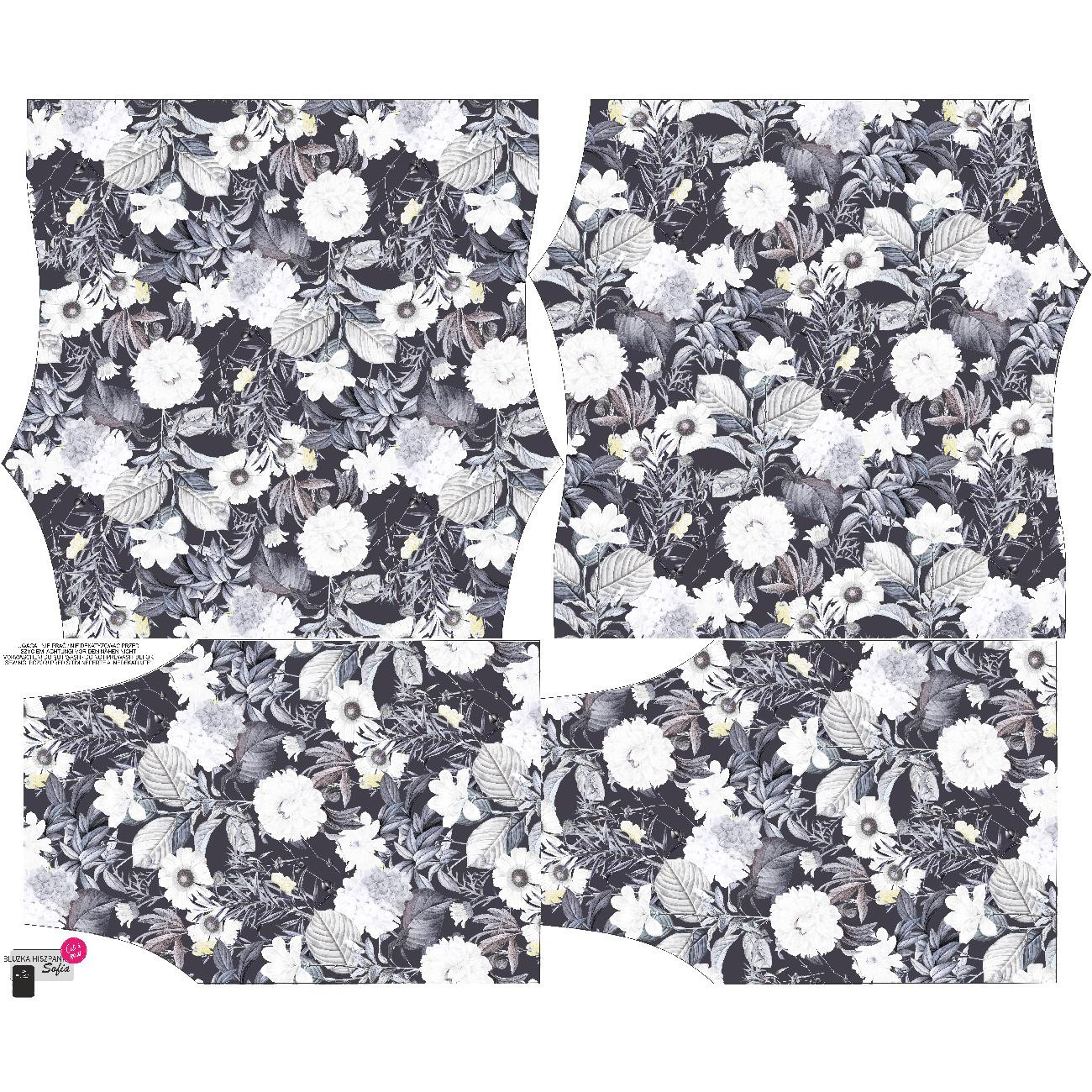Carmenausschnitt Bluse (SOFIA) - LUXE BLOSSOM M. 4 - Nähset 