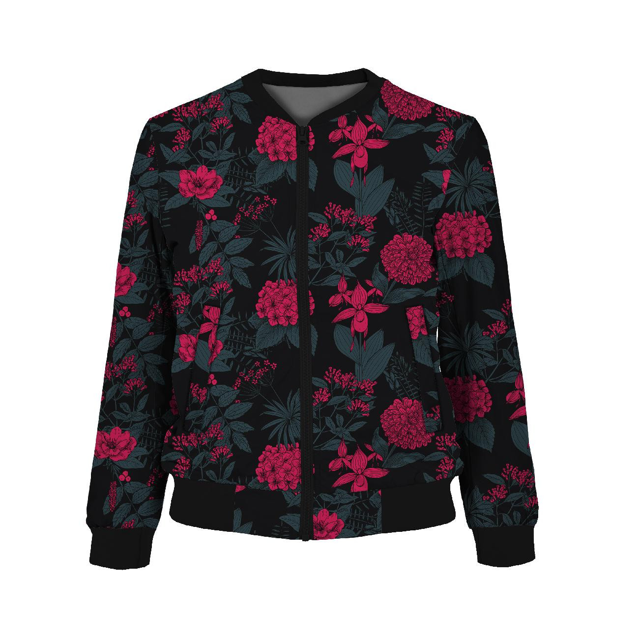 DAMEN BOMBERJACKE (KAMA) - BLUMEN / viva magenta - Nähset