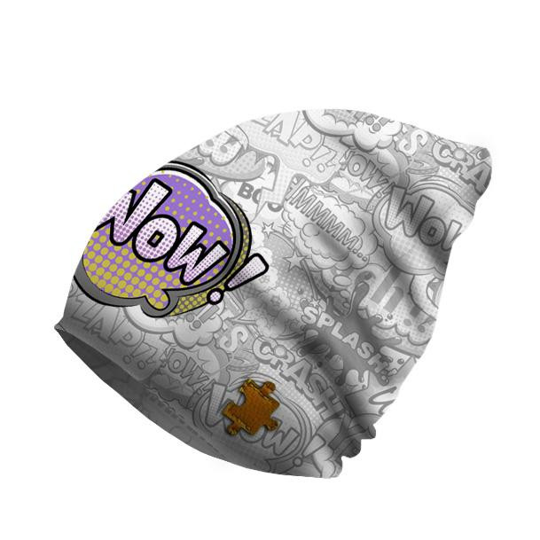 "Beanie" Mütze - COMICS / wow (violet - rot) / Größe nach Wahl
