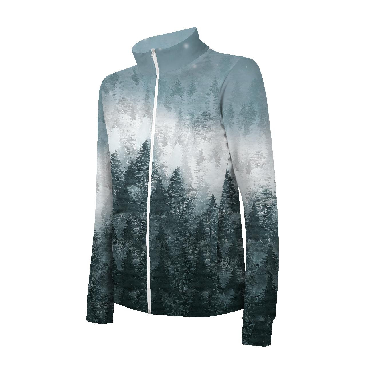 “MAX” KINDER TRAININGSJACKE - WALD OMBRE (WINTER IM GEBIRGE) - Maschenware mit kurzem Flor