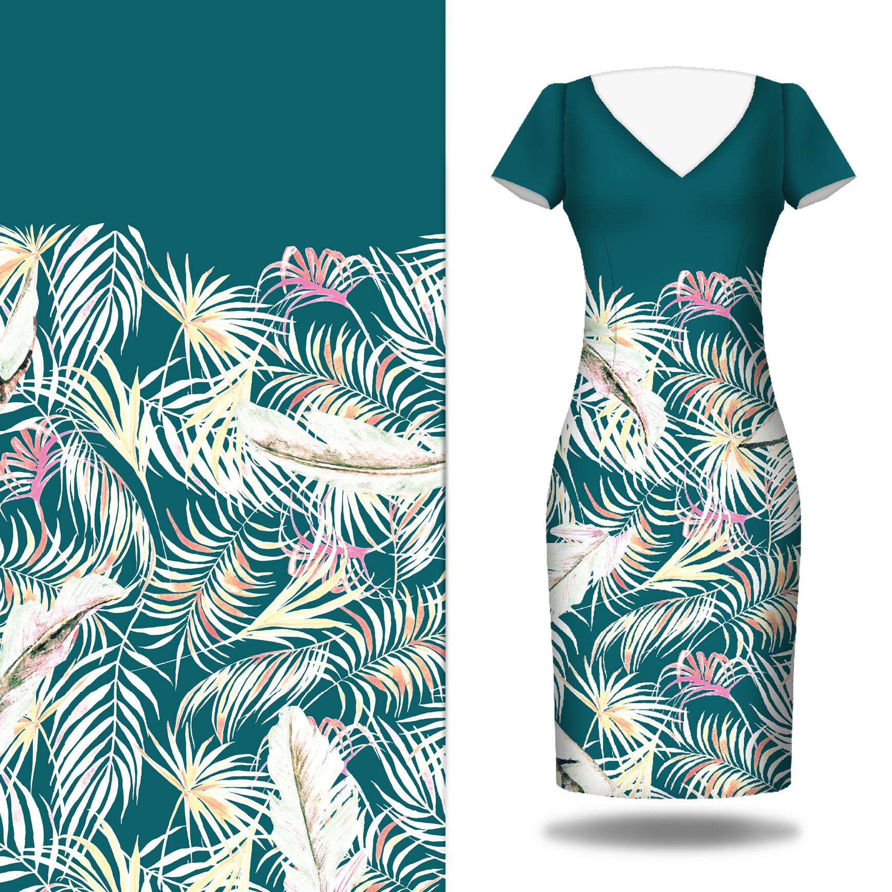 LEAVES AND FEATHERS - Kleid-Panel TE210