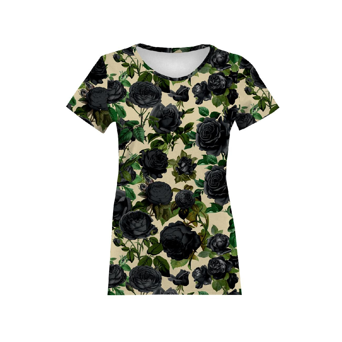 DAMEN T-SHIRT - SCHWARZE ROSEN - Single Jersey ITY