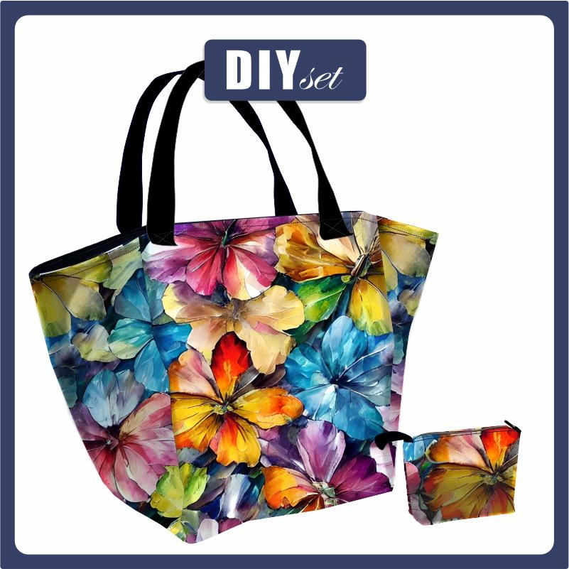 XL Tasche mit Utensilientasche 2 in 1 - AQUARELL BLUMEN Ms. 8 - Nähset