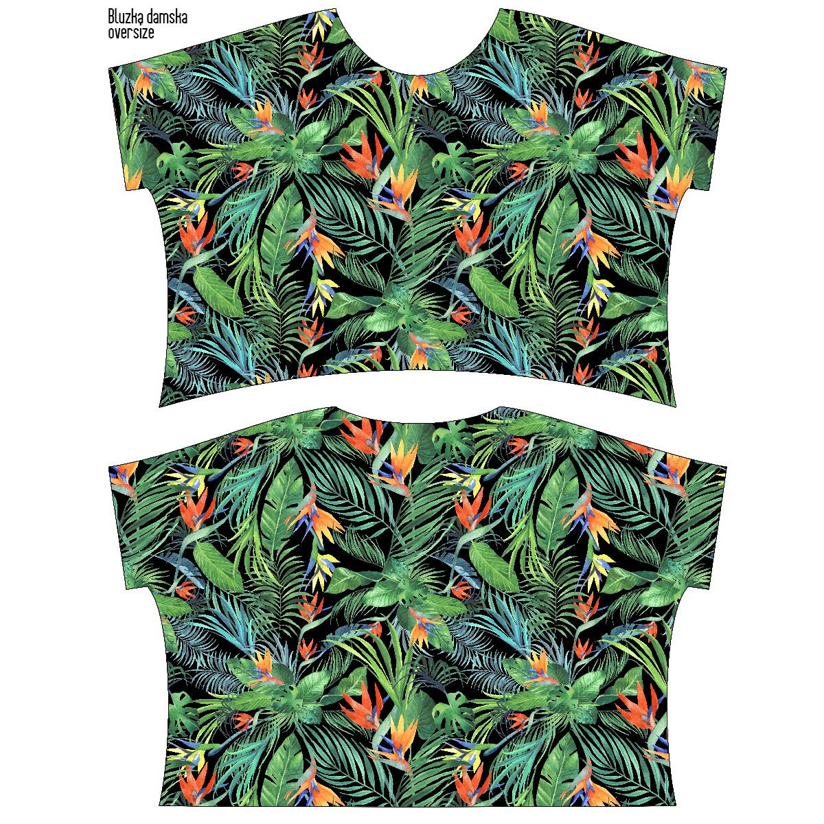 LEICHTE OVERSIZE BLUSE "ELENA" - PARADIES DSCHUNGEL / schwarz - Nähset 