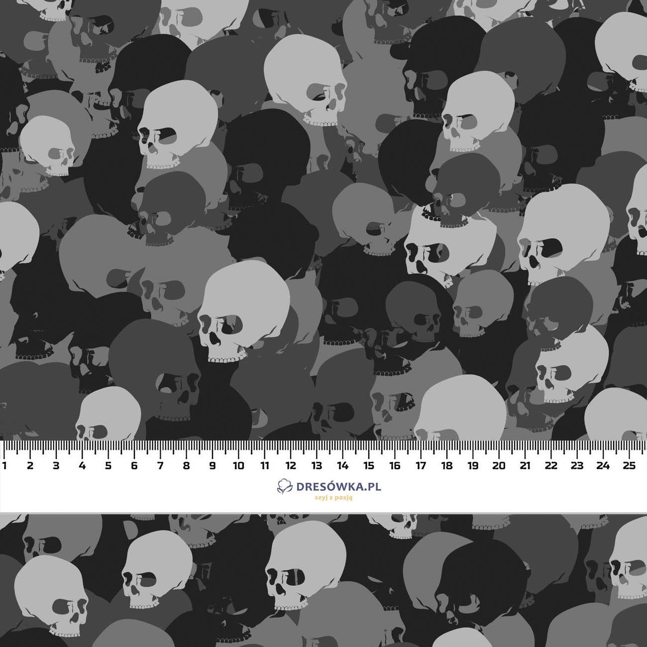 CAMOUFLAGE TOTENKÖPFE / grau - Nylonstoff PUMI