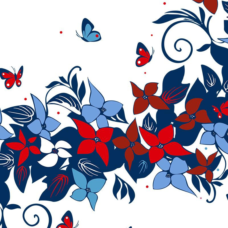 FLORAL PANEL (XL) / blau-rot - Paneel 