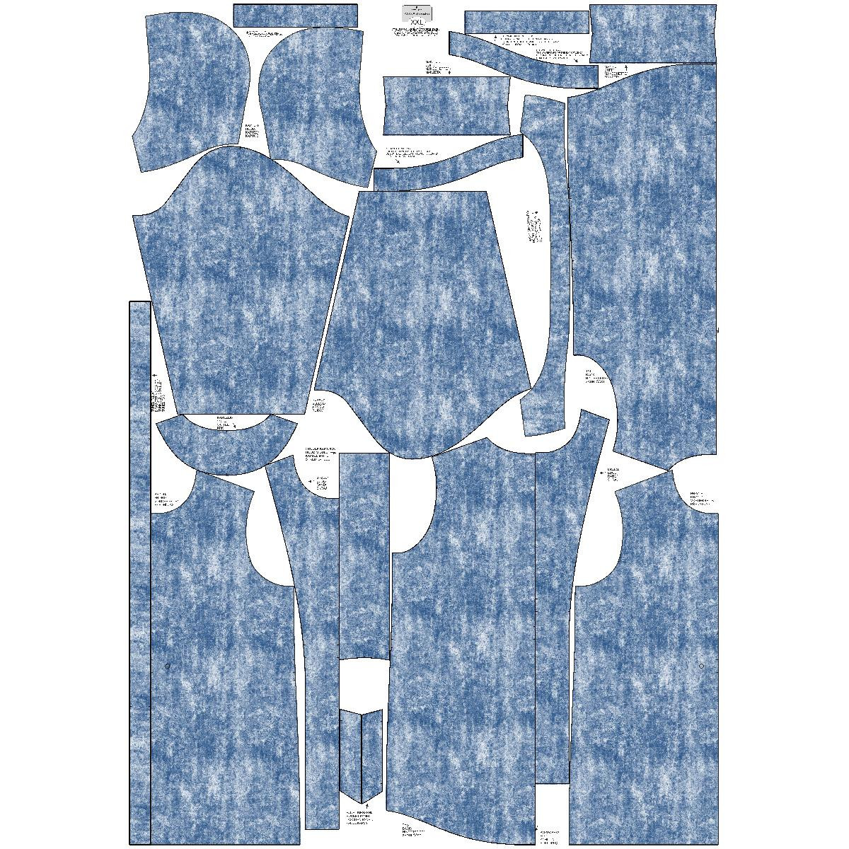 DAMENPARKA (ANNA) - GRUNGE (blau) - Nähset