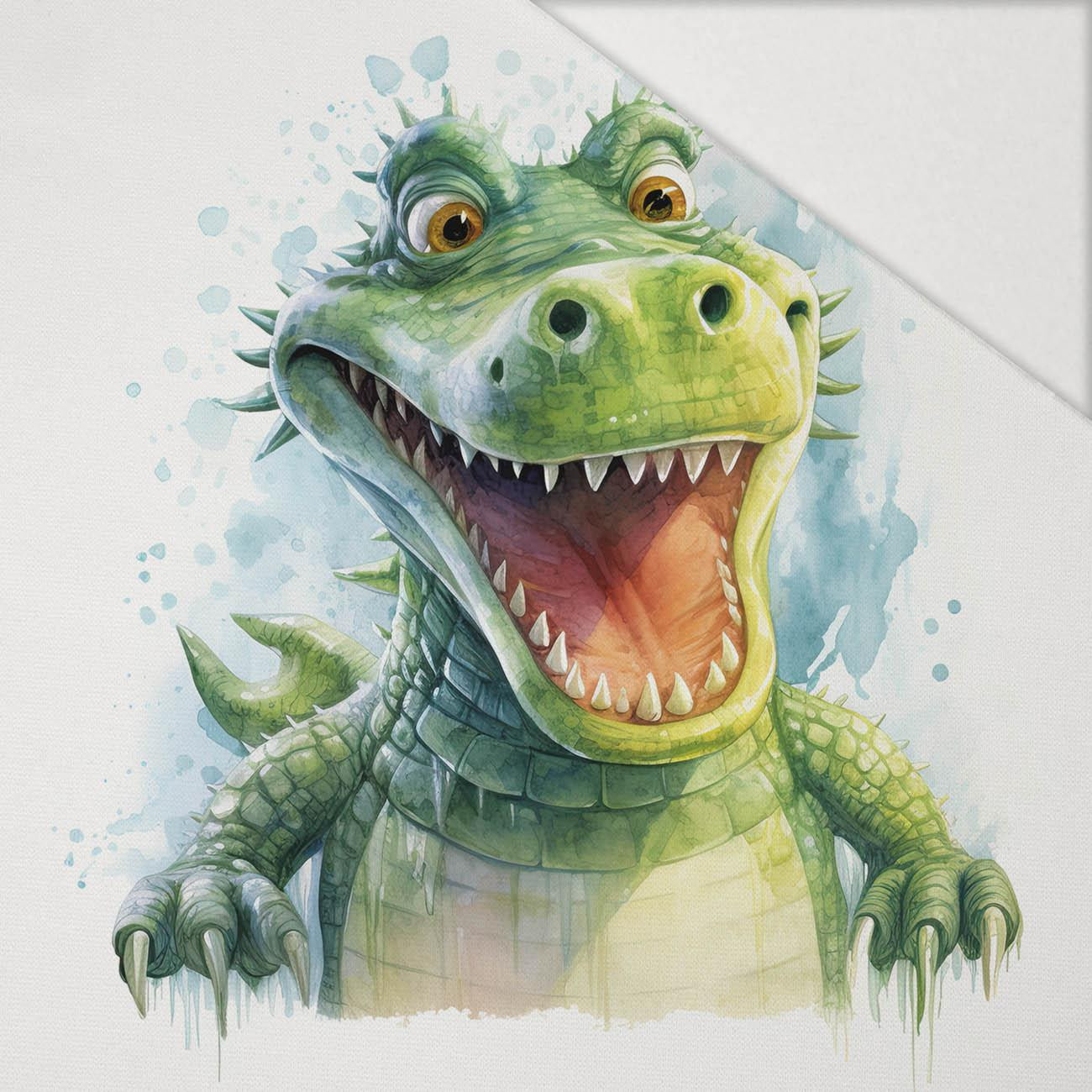 WATERCOLOR CROCODILE - Paneel (75cm x 80cm) Hydrophober angerauter Wintersweat