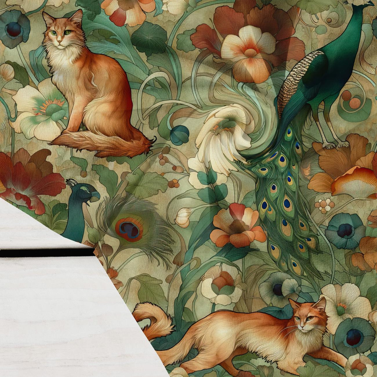 ART NOUVEAU CATS & FLOWERS M. 2 - Krepp