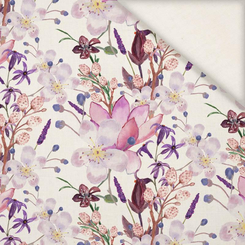 APFELBLÜTE UND MAGNOLIEN MS. 1 (BLÜHENDE WIESE) - Slub Weave