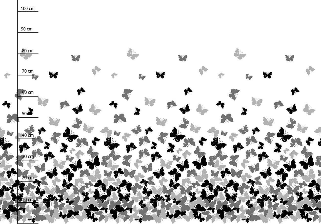 SCHMETTERLINGE GRAU - Paneel (105cm x 150cm) Wasserabweisende Webware
