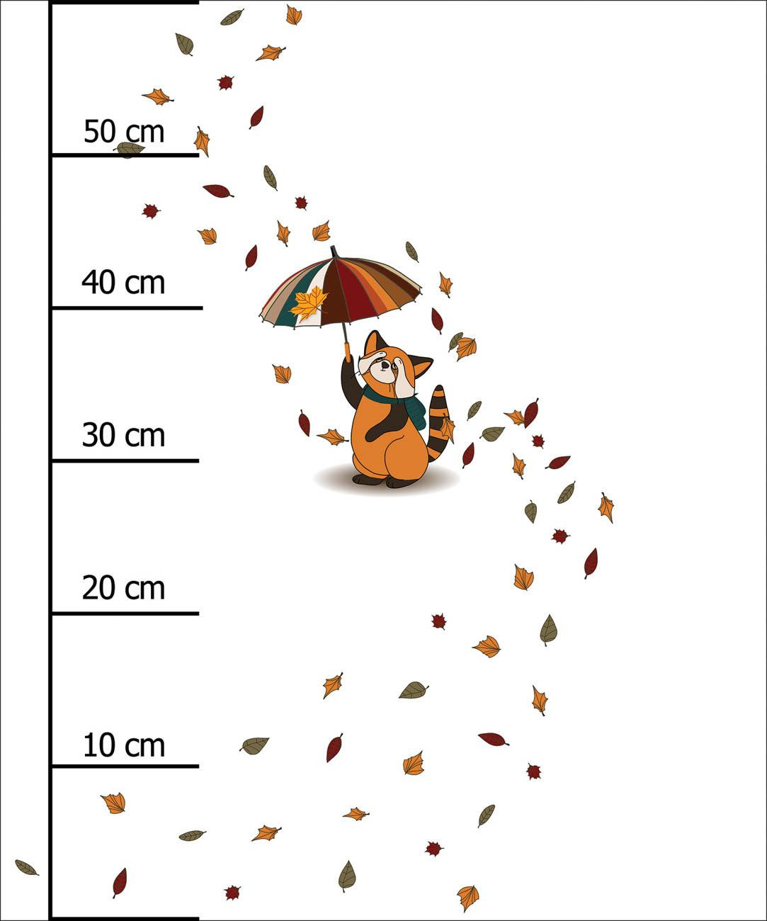 KLEINER PANDA MIT REGENSCHIRM (HERBST DES KLEINEN PANDA) - Paneel (60cm x 50cm) leichte Maschenware angeraut
