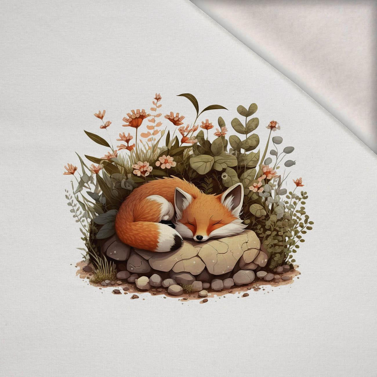 SLEEPING FOX - Paneel (60cm x 50cm) Wintersweat angeraut mit Elastan ITY