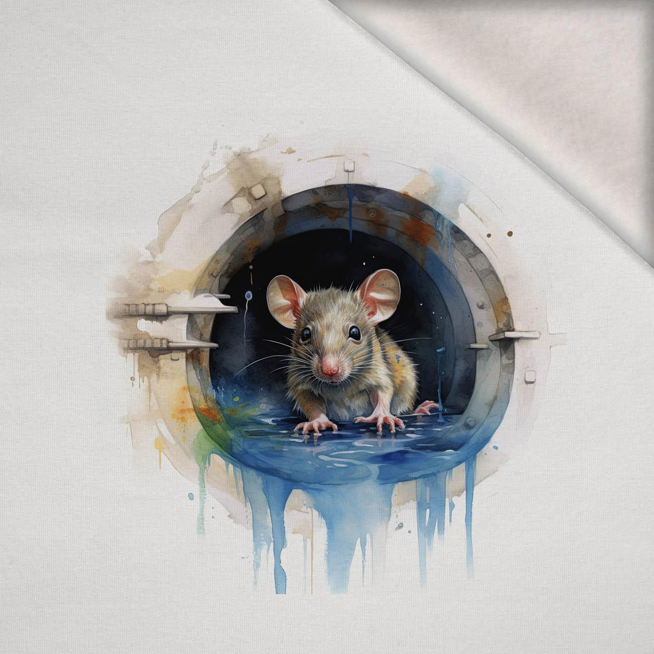 WATERCOLOR RAT - Paneel (60cm x 50cm) Wintersweat angeraut mit Elastan ITY