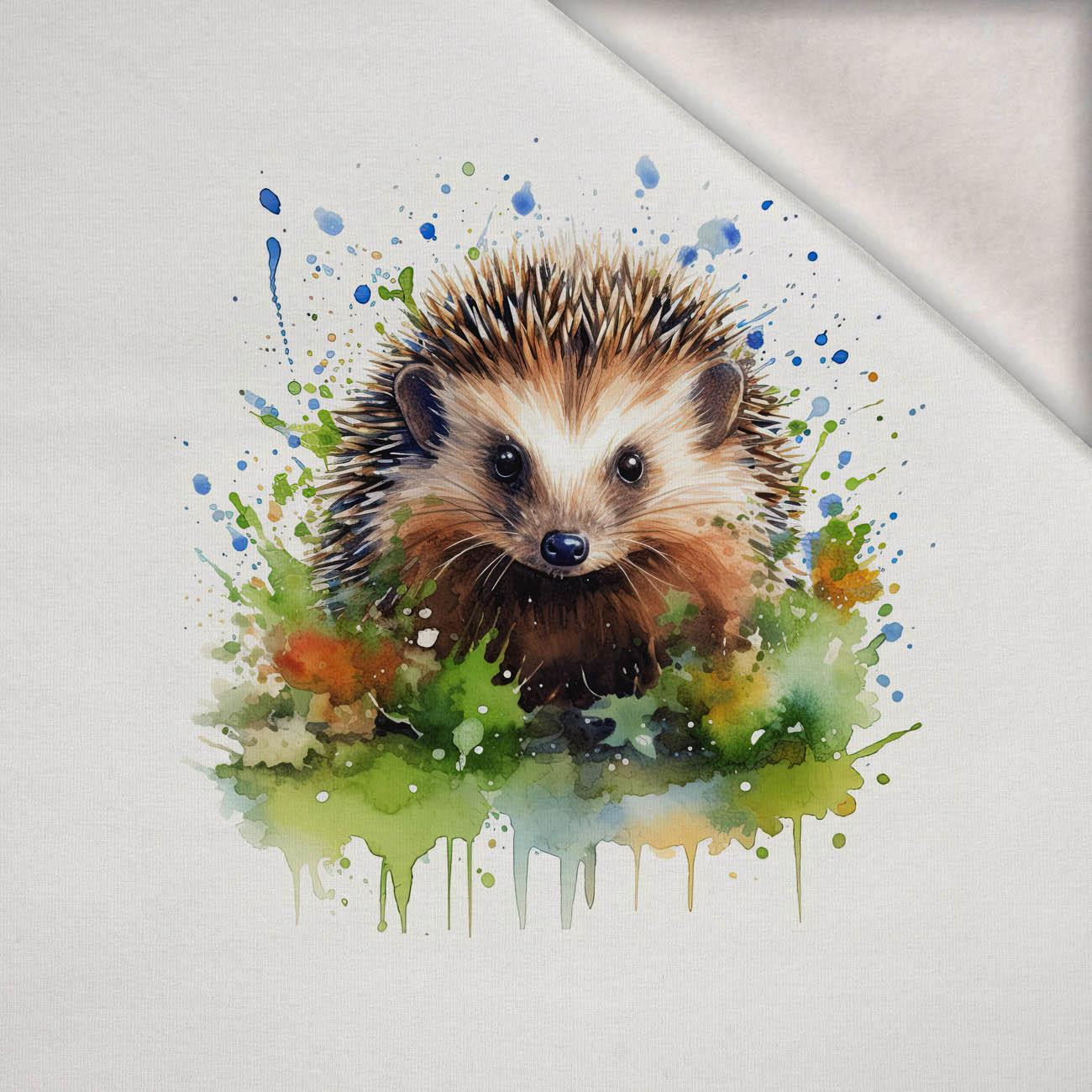 WATERCOLOR HEDGEHOG - Paneel (75cm x 80cm) Wintersweat angeraut mit Elastan ITY