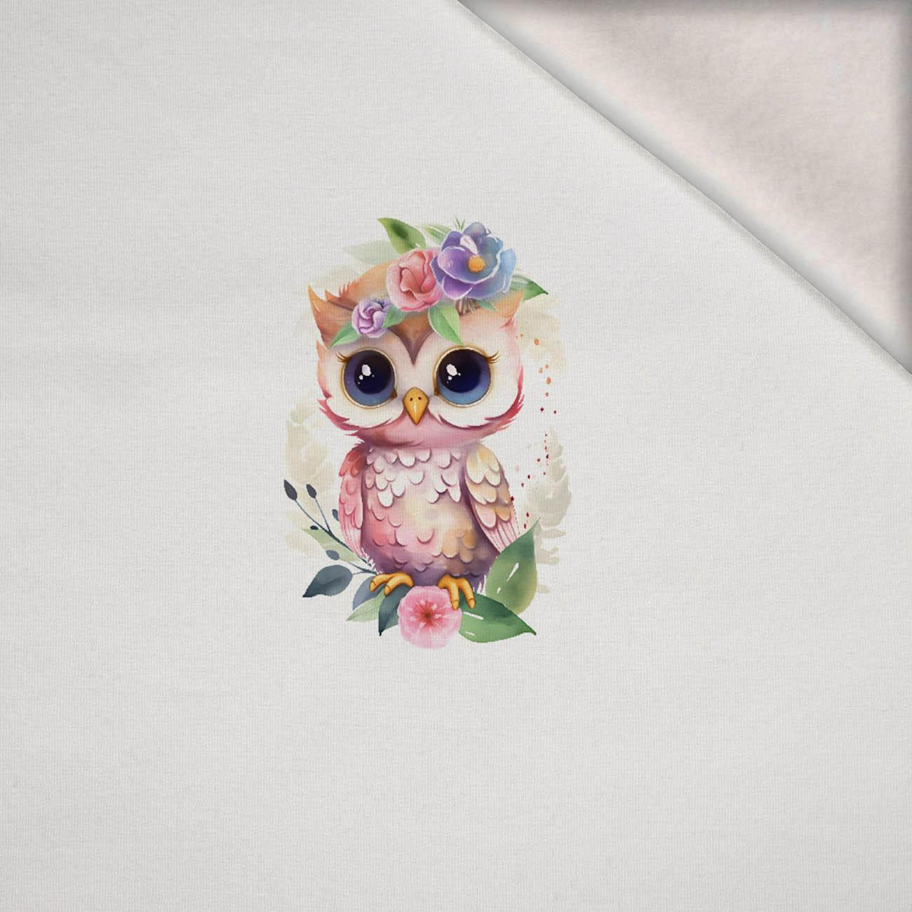 BABY OWL - Paneel (75cm x 80cm) Wintersweat angeraut mit Elastan ITY