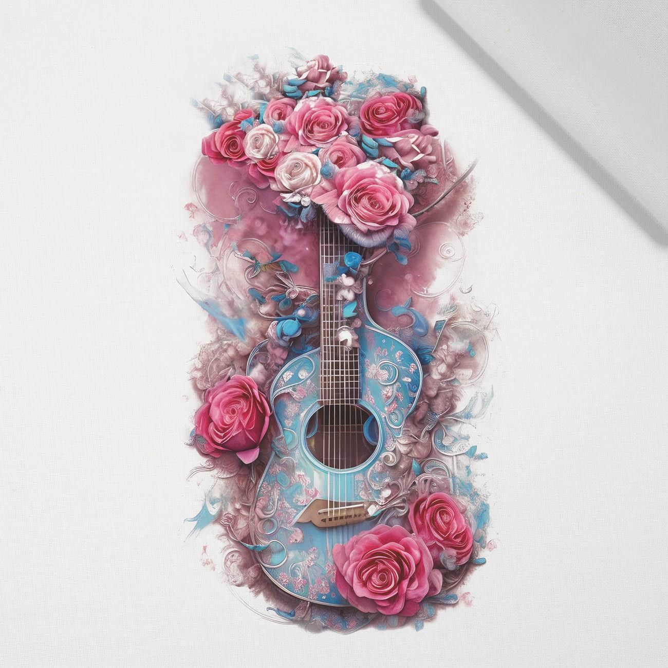 GITARRE MIT ROSEN - Paneel (75cm x 80cm)  Baumwoll Webware