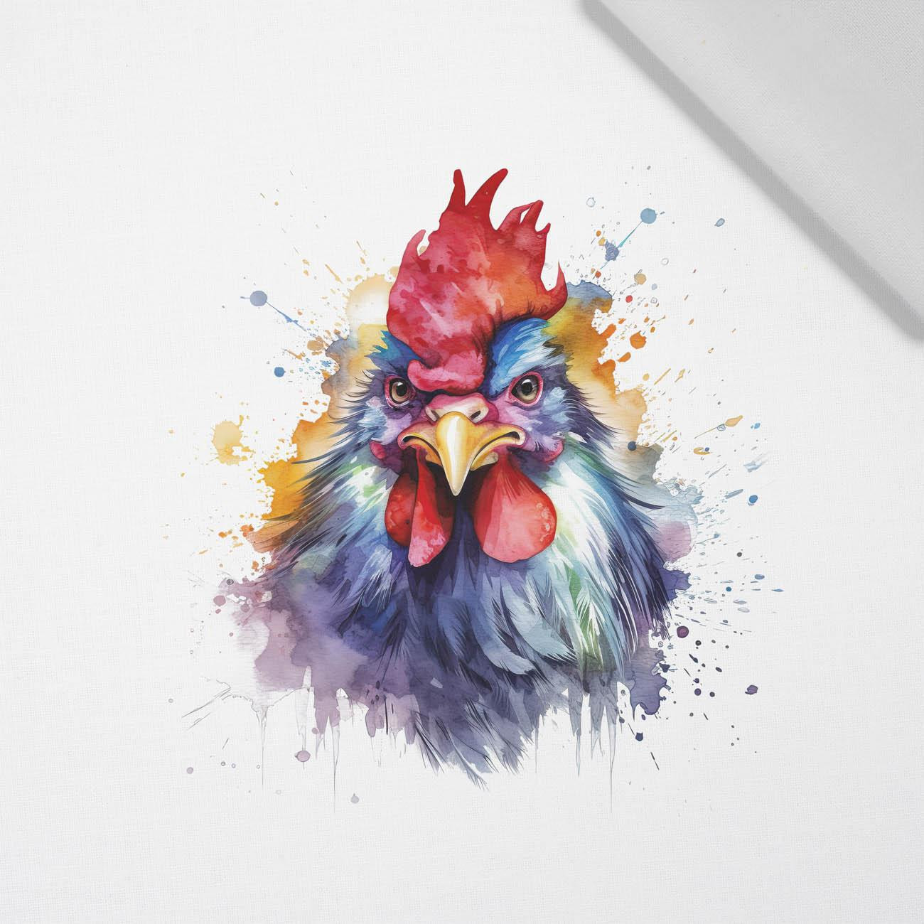 WATERCOLOR ROOSTER - Paneel (75cm x 80cm)  Baumwoll Webware