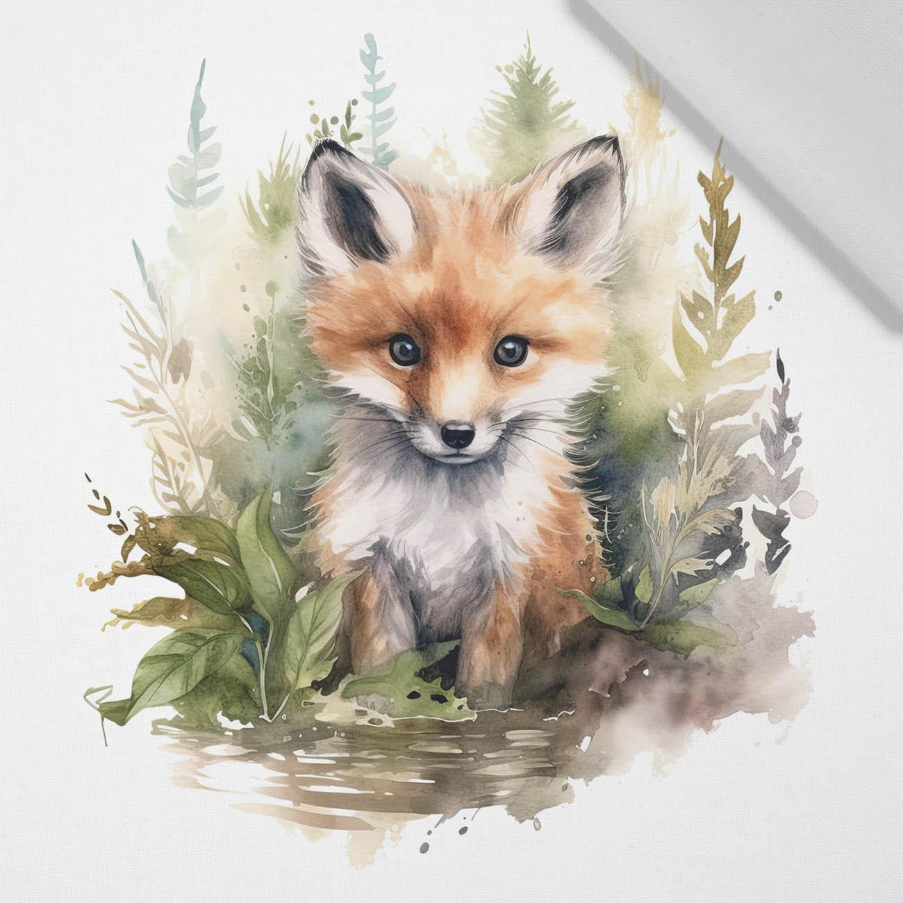 WATERCOLOR FOX - Paneel (75cm x 80cm)  Baumwoll Webware