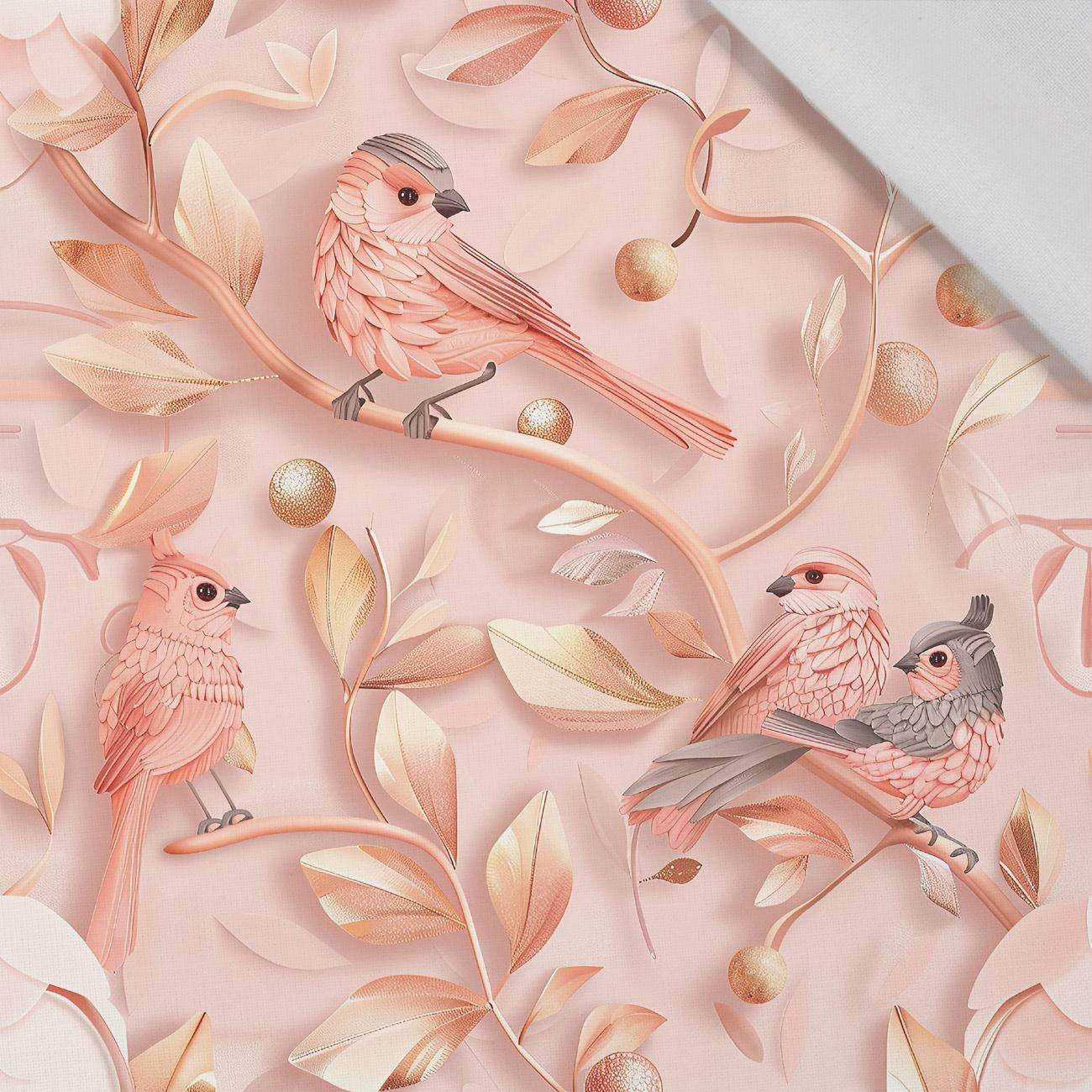 PINK BIRDS - Baumwoll Webware