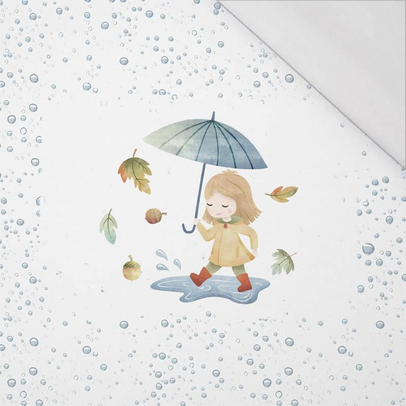 MÄDCHEN MIT REGENSCHIRM / TROPFEN (HERBSTMÄDCHEN) - Paneel 50cm x 60cm - Single Jersey