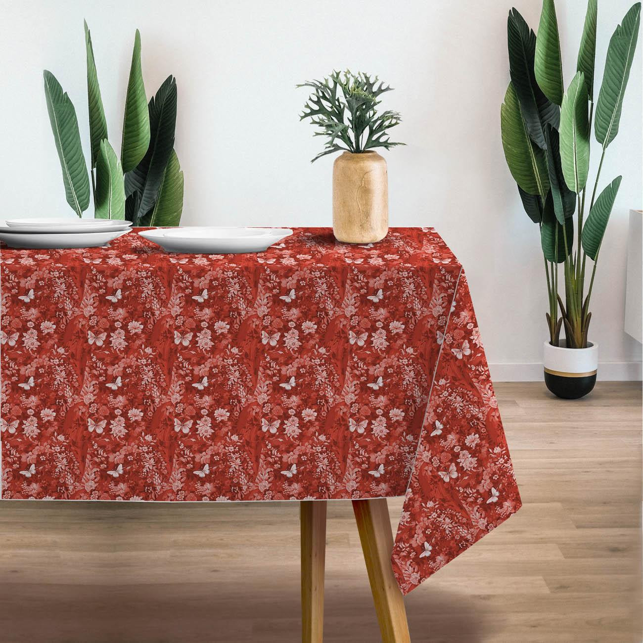 LUSCIOUS RED / FLOWERS - Webware für Tischdecken